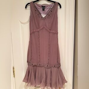 Moda International Mauve Midi Dress with Embellishments